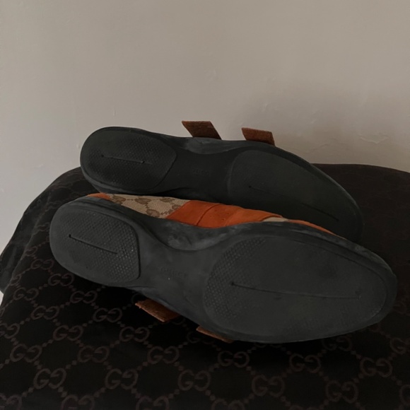 Gucci - Orange Suede Monogram Sneakers - Picture 4 of 6